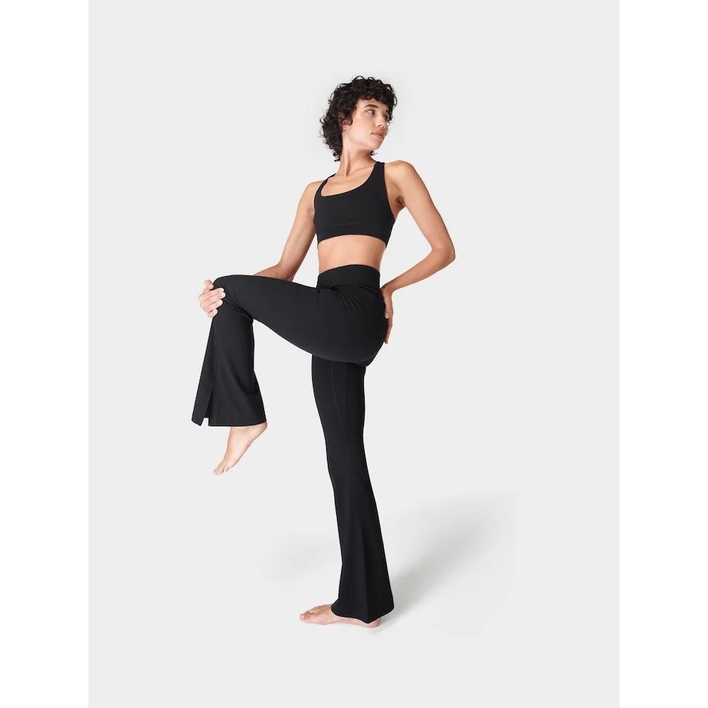 Sweaty Betty Super Soft Flare Yoga Trousers Black Yoga Athleisure Womens 10